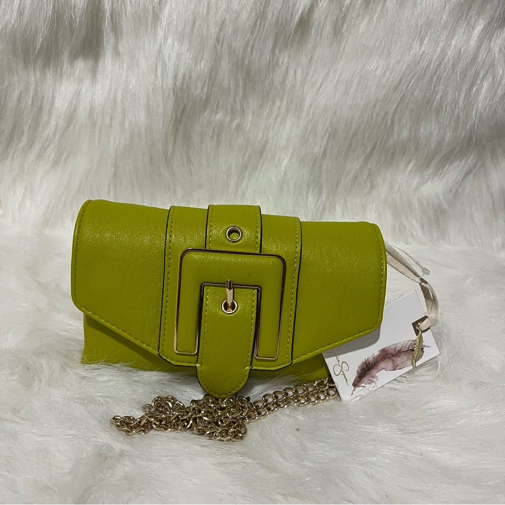 Jessica Simpson Lime Green Clutch with Chain Strap